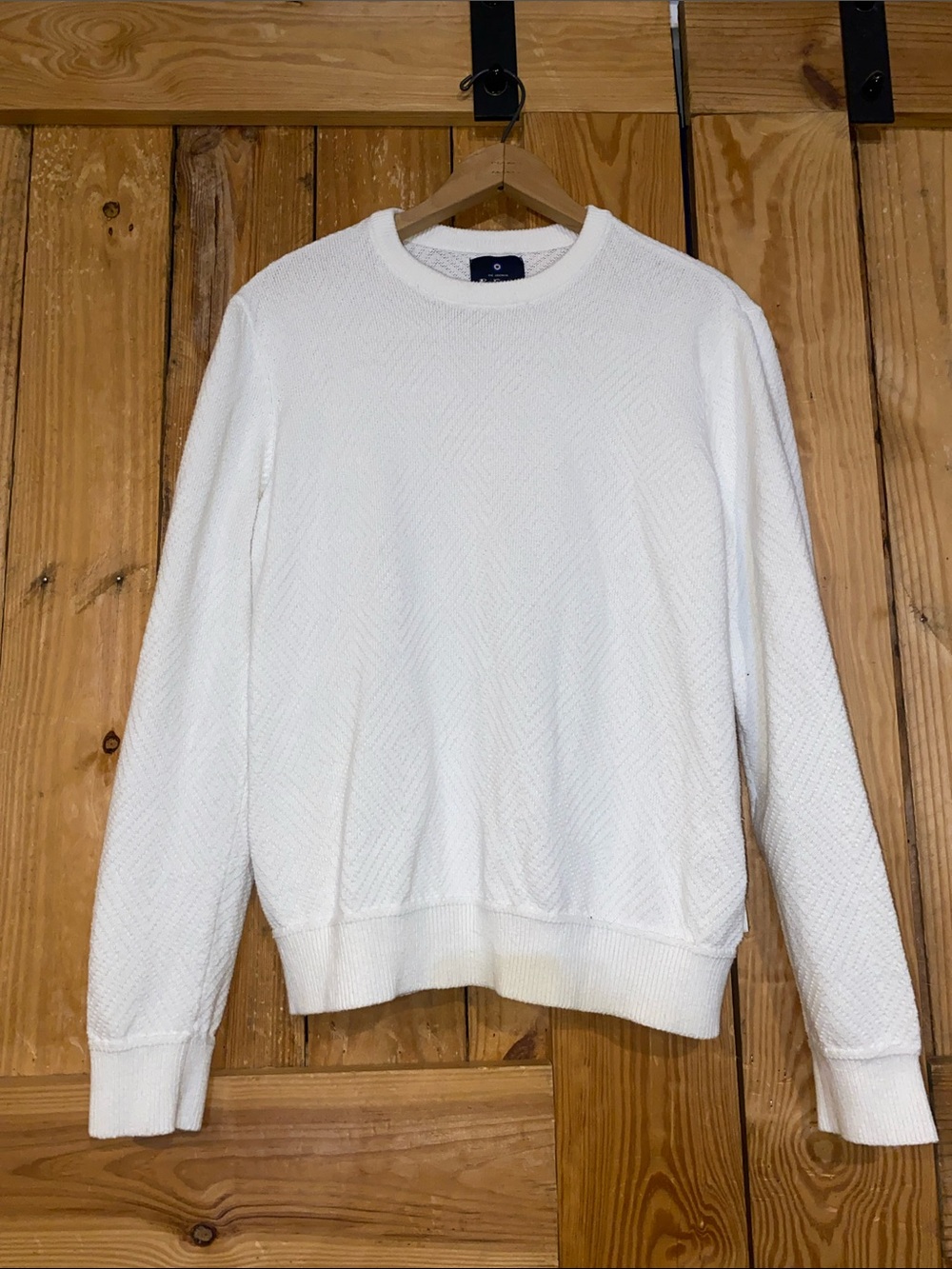 Ben Sherman White Textured Crewneck Pullover